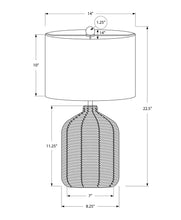 23" Black Rattan Round Table Lamp With Ivory Drum Shade