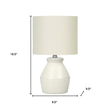 17" Cream Ceramic Geometric Table Lamp With Cream Drum Shade