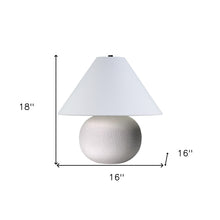 18" Off White Ceramic Round Table Lamp With White Cone Shade