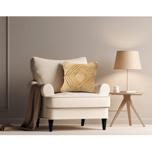 22" X 22" Brown Jute Diamond Throw Pillow