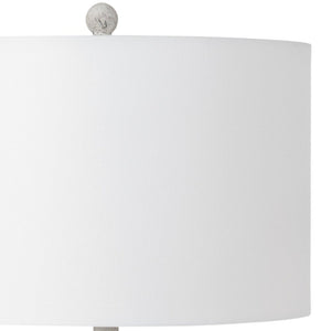 Set of Two 30" Distressed White Table Lamp USB With White Cone Shade