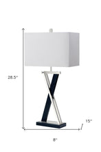 Set of Two 29" Black Metal Table Lamp With White Cone Shade