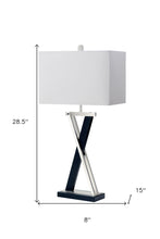 Set of Two 29" Black Metal Table Lamp With White Cone Shade