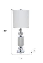 Set of Two 36" Silver Metal Table Lamp With White Cone Shade