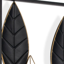 Set of Two Black and Gold Metal Hanging Dimensional Sculpture