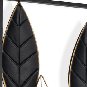 Set of Two Black and Gold Metal Hanging Dimensional Sculpture