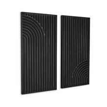 Set of Two Black Metal Abstract Hanging Dimensional Sculptures