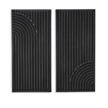 Set of Two Black Metal Abstract Hanging Dimensional Sculptures