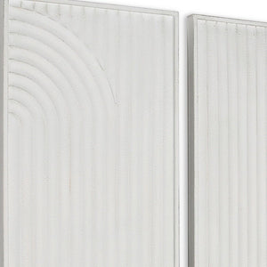 Set of Two White Metal Abstract Hanging Dimensional Sculptures