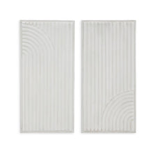 Set of Two White Metal Abstract Hanging Dimensional Sculptures