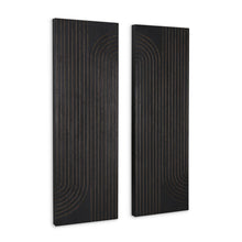 Set of Two 36" X 12" Black Carved Wood Hanging Dimensional Sculptures
