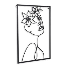 20" X 14" Black Metal Abstract Female Face Hanging Dimensional Sculpture