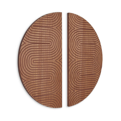 Set of Two Brown Wood Hanging Dimensional Sculpture