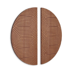 Set of Two Brown Wood Hanging Dimensional Sculpture