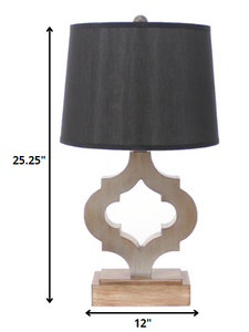 12 X 14 X 25.25 Black Traditional Wooden Linen Shade - Table Lamp