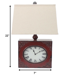 7 X 7 X 22 Red Vintage Metal Clock Base - Table Lamp
