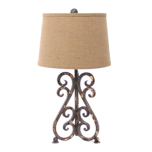 13 X 11 X 23.75 Bronze Vintage Metal Khaki Linen Shade - Table Lamp