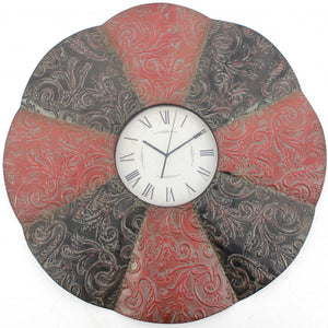 30" Novelty Red And Black Glass Analog Wall Clock