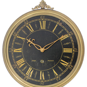 1" Round Gold Wood Pendulum Wall Clock