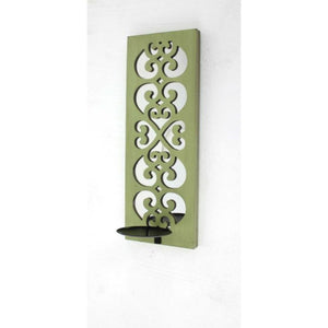 17" X 5" X 6" Green, Wood, Mirror - Candle Holder Sconce