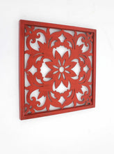 1 X 24 X 24 Red Vintage Floral - Wall Plaque