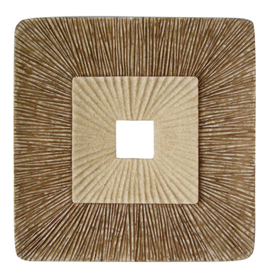1 X 19 X 19 Brown Concave Square Double Layer Ribbed  Wall Plaque