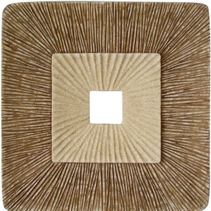 1 X 19 X 19 Brown Concave Square Double Layer Ribbed  Wall Plaque