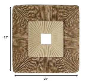 1 X 26 X 26 Brown Concave Square Double Layer Ribbed  Wall Plaque