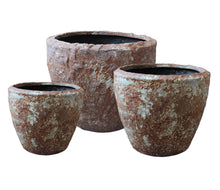 Set Of Three 21" Stone Indoor Outdoor Round Pot Planter