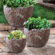 Set Of Three 21" Stone Indoor Outdoor Round Pot Planter