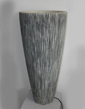 1 X 18 X 39 Gray Sandstone Ribbed Long Conical  Planter With Light