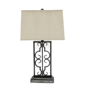 5.5 X 9.25 X 28.75 Gray Industrial With Stacked Metal Pedestal - Table Lamp