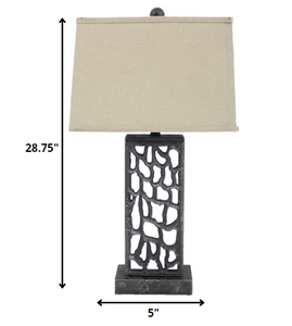 5 X 8 X 28.75 Silver Metal With Multi Mini Grotto Pattern - Table Lamp