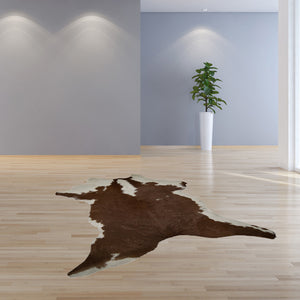 24" X 36" Brown And White Calfskin - Area Rug