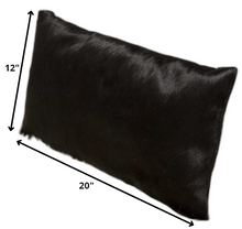 12" X 20" X 5" Black Cowhide  Pillow