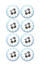 Charming Light Blue And Black Set Of 8 Knobs