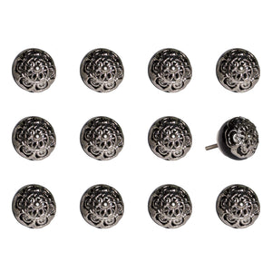 1.5" X 1.5" X 1.5" Black And Chrome  Knobs 12 Pack