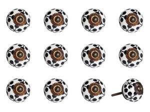 1.5" X 1.5" X 1.5" Black White And Cooper Knobs 12 Pack
