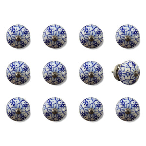 1.5" X 1.5" X 1.5" White Blue And Silver Knobs 12 Pack
