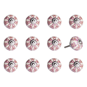 1.5" X 1.5" X 1.5" White Pink And Burgundy  Knobs 12 Pack