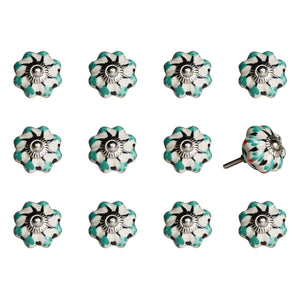 1.5" X 1.5" X 1.5" White Green And Black  Knobs 12 Pack