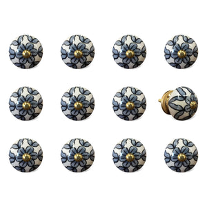 1.5" X 1.5" X 1.5" White Blue And Black  Knobs 12 Pack