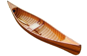 26.25" X 118.5" X 16" Wooden Canoe With Ribs Curved Bow