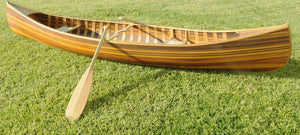 26.25" X 118.5" X 16"  Matte Finish Wooden Canoe With Ribs Curved Bow