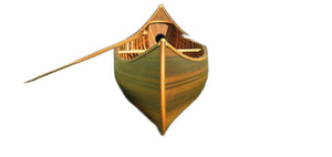26.25" X 118.5" X 16"  Matte Finish Wooden Canoe With Ribs Curved Bow