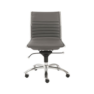 26.38" X 25.99" X 38.19" Low Back Office Chair Without Armrests In Gray With Chromed Steel Base