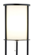 Black Wood Finish Floor Lamp With Circular Storage Shelves