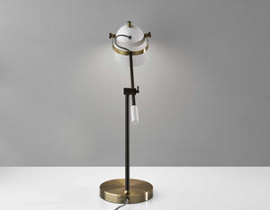 29" Gold Metal Standard Table Lamp With White Shade