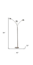 84" Steel Three Light Tree Floor Lamp With Silver Solid Color Bell Shade