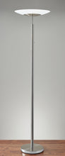 Brushed Steel Metal Thick Pole With Wide Disc Shade Torchiere Floor Lamp